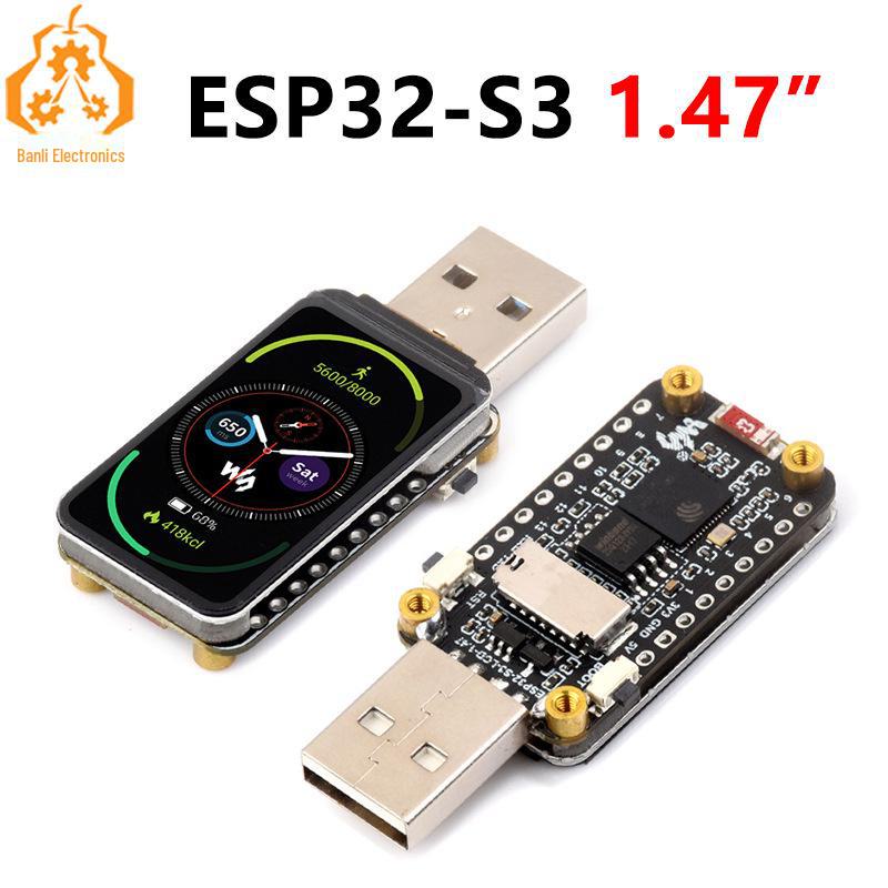 

Плата розробника ESP32-S3 з 1,47-дюймовим РК-дисплеєм, LVGL, USB і слотом SD