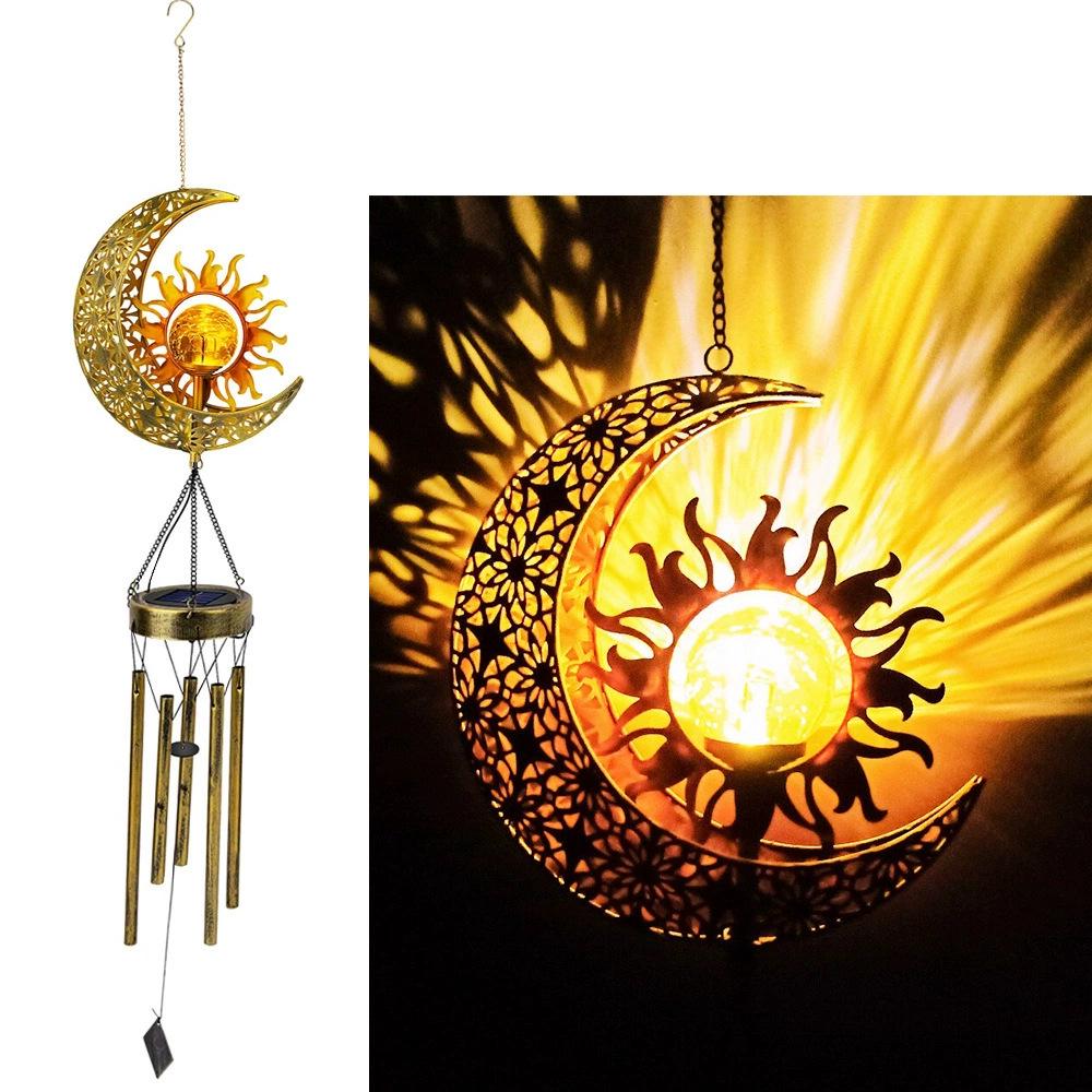 **Kuty Żelazny Solarny Dzwonek Wietrzny - Zewnętrzna Wodoodporna Dekoracja Ogrodu i Balkonu**