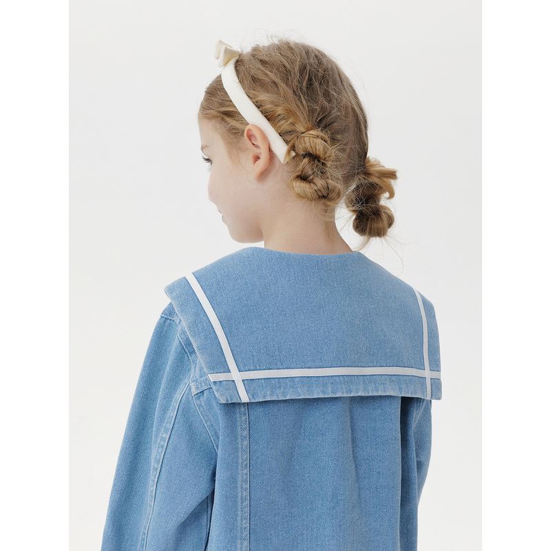 Mark Jenny Girls' Energetic Navy Collar Denim Jacket Baby Jacket 2026 Spring New Style 551510