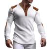 3D Breathable Men's Casual Sweatshirt Autumn V-Neck Top with Button Fashion Men's T-Shirt