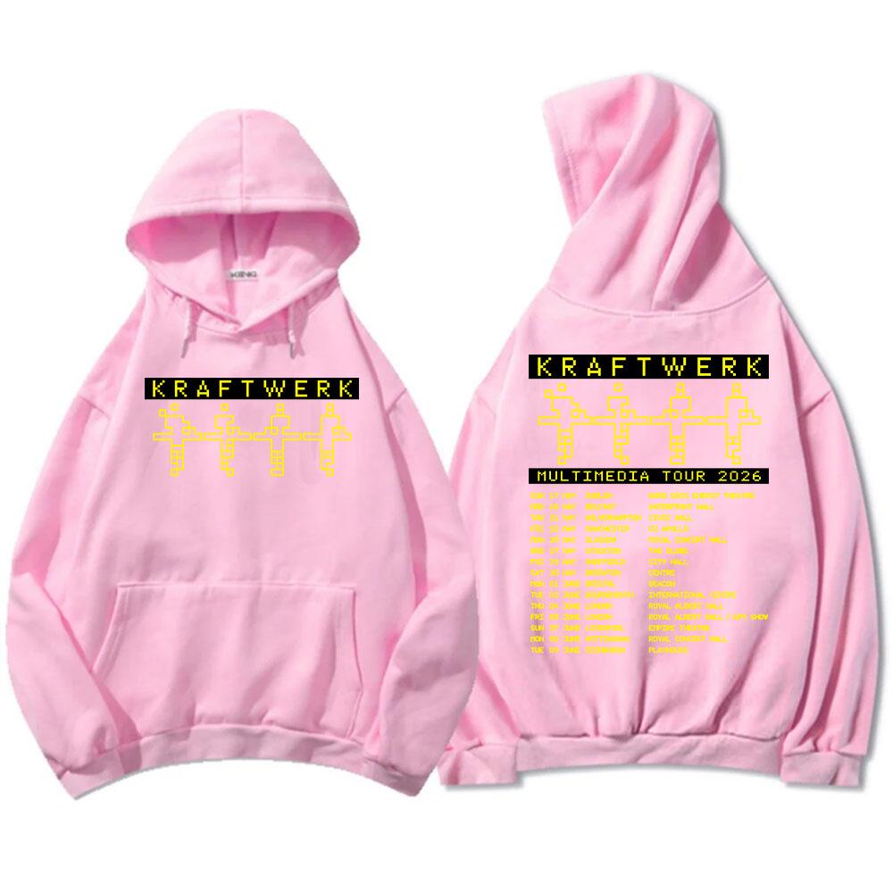 

Kraftwerk Мультимедійний тур 2026 Толстовки Унісекс Вуличний одяг З довгим рукавом Повсякденний Вільний Худі Графічні світшоти Рок-гурту XL