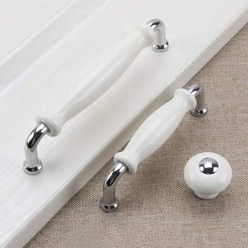 1 Stück Weiße Keramik Türgriffe Moderne Möbelknöpfe Zinklegierung Keramik Griffe Küchenschränke Schranktür Schubladengriff