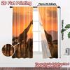 Set Of 2 Modern Flat Printing Curtains Without Rod Sunset Safari Curtain Durable Polyester Fabric All