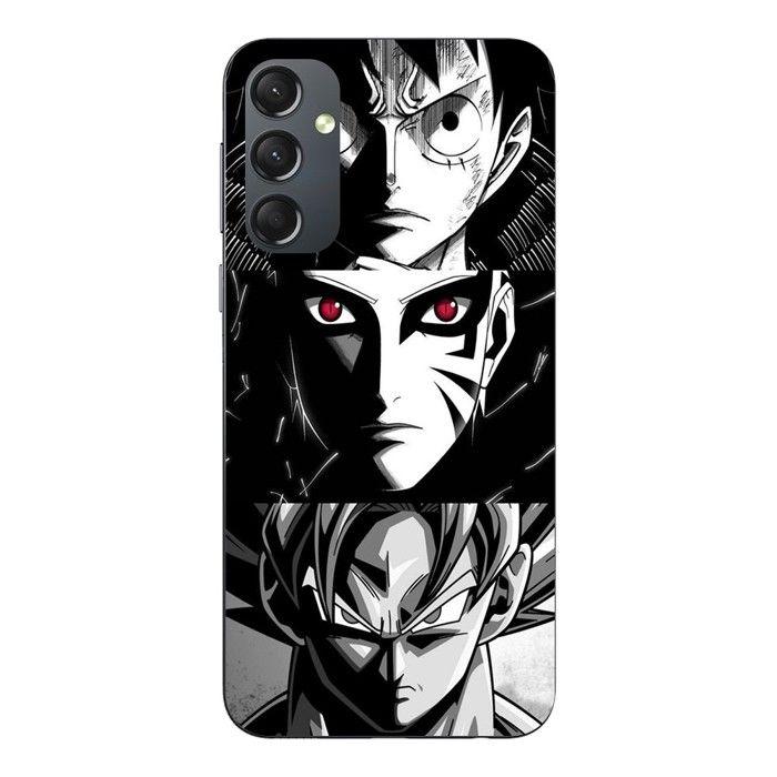 Coque Pour Samsung Galaxy S25 FE Sangoku Naruto Luffy one piece Dragon Ball Z fond noir et blanc Maniacase