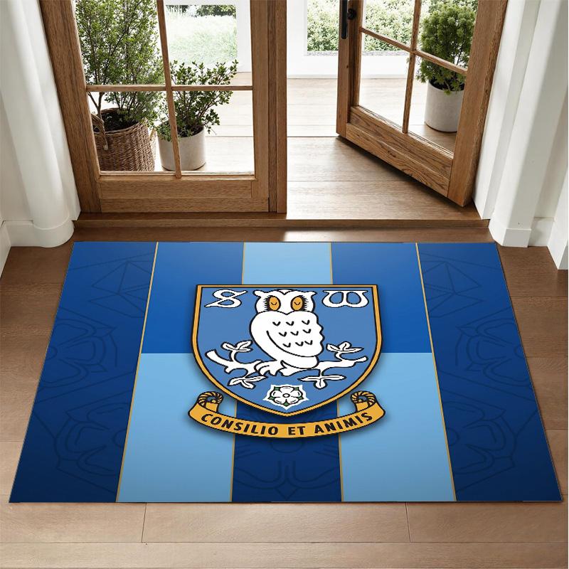 Sheffield Wednesday Design Crystal Velvet Rug Soft Decorative Mat for Bedroom Entrance