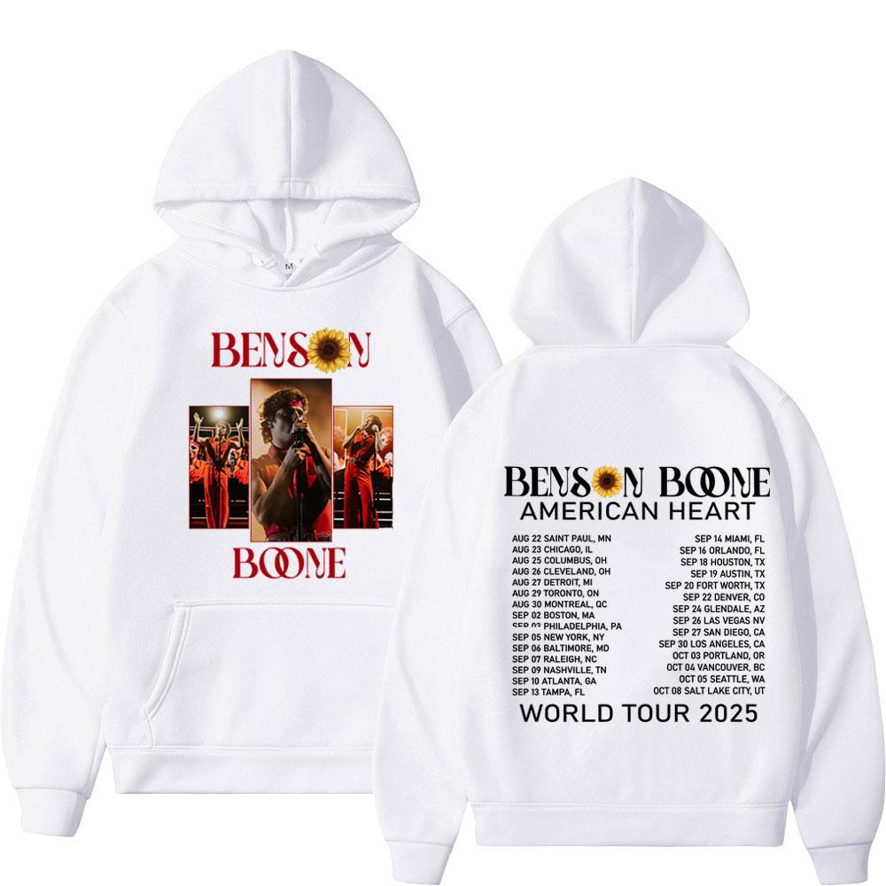 Benson Boone American Heart Tour 2025 Vintage Print Sweatshirt Men Women Fashion Pullover Long-sleeved Punk Hip-hop Loose Hoodie