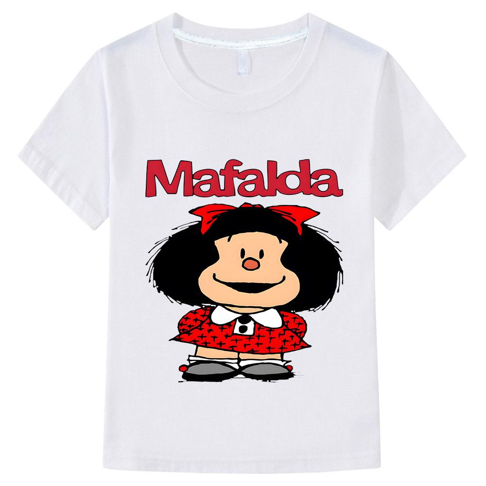 

Mafalda Print Kids T-shirt Kawaii Cartoon Clothes Girls Boys Short Sleeve Graphic Manga T Shirt Summer Children s Clothing 110 білий