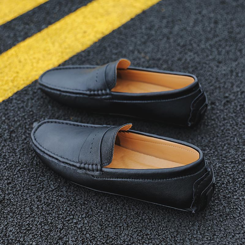 Golden Sapling Big Size 49 Men's Casual Shoes Outdoor Leather Casual Driving Boat Shoe Male Winter Warm Plush Loafers