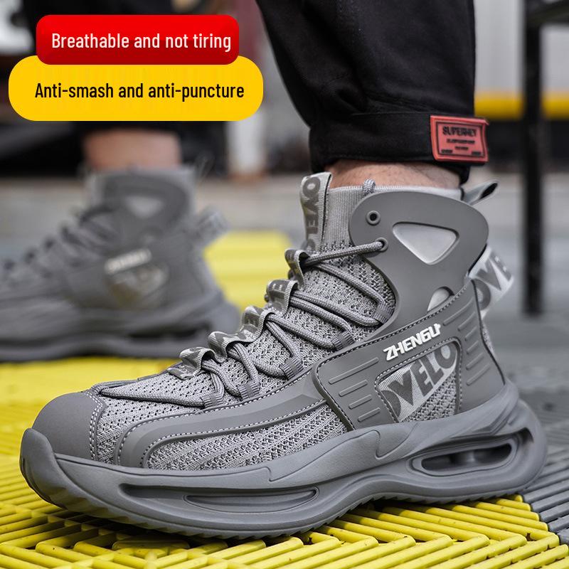 

Zhengu Men s Lightweight Steel Toe Safety Shoes, Breathable & Flexible Mid-High Tops, Anti-Smash & Puncture-Resistant. 8819 Black;38
