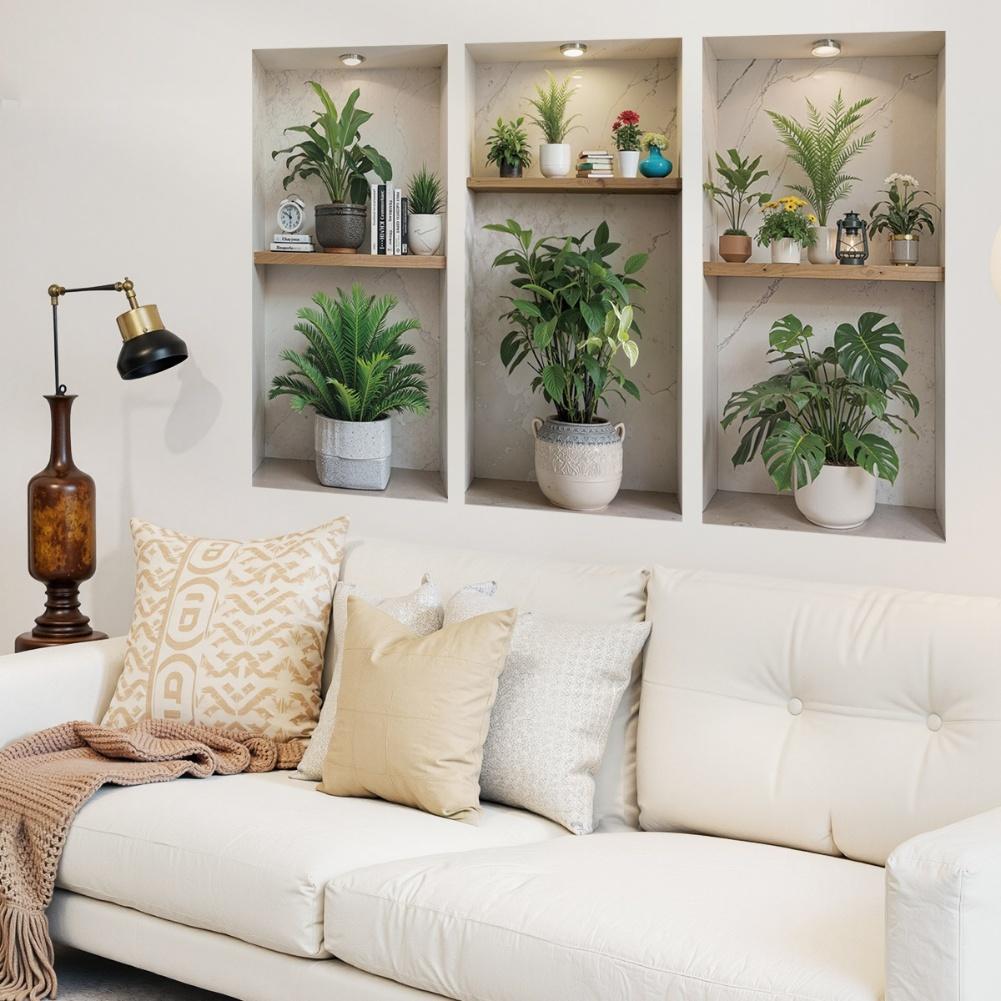 As Shown 3D Plant Wall Stickers Creative Indoor Plant Stickers Creative Wall Art Art Studio Decor Bedroom Wall Stickers