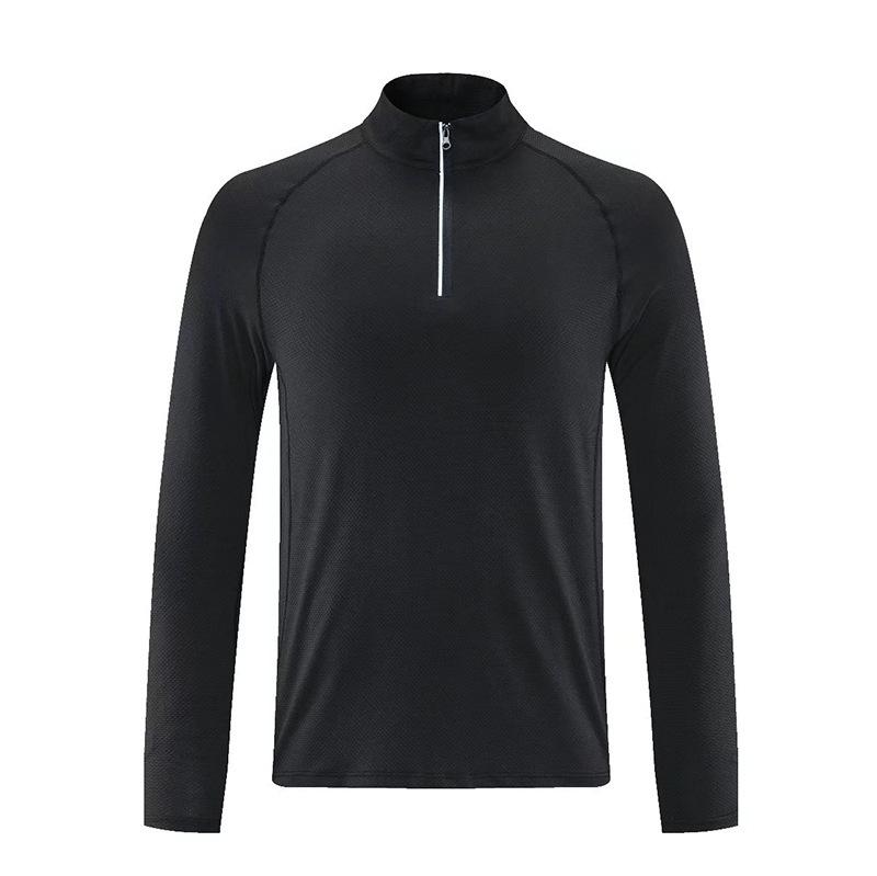 Men's Half-Zip Breathable Sweat-Absorbing Long Sleeve Sports T-Shirt for Running & Training