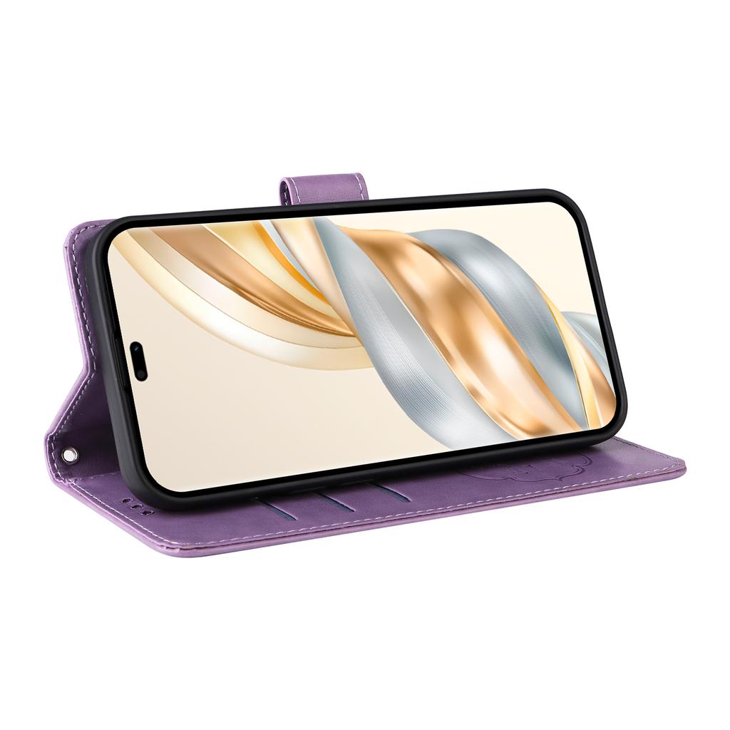 Skórzane etui na telefon dla Honor Magic7 Lite 5G/X9c 5G/X60 Pro 5G z nadrukiem motyla i kwiatów, portfel, etui ze stojakiem