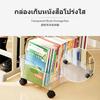 Transparent 20-50 Book Rolling Storage Box, Student Desk Organizer with Casters