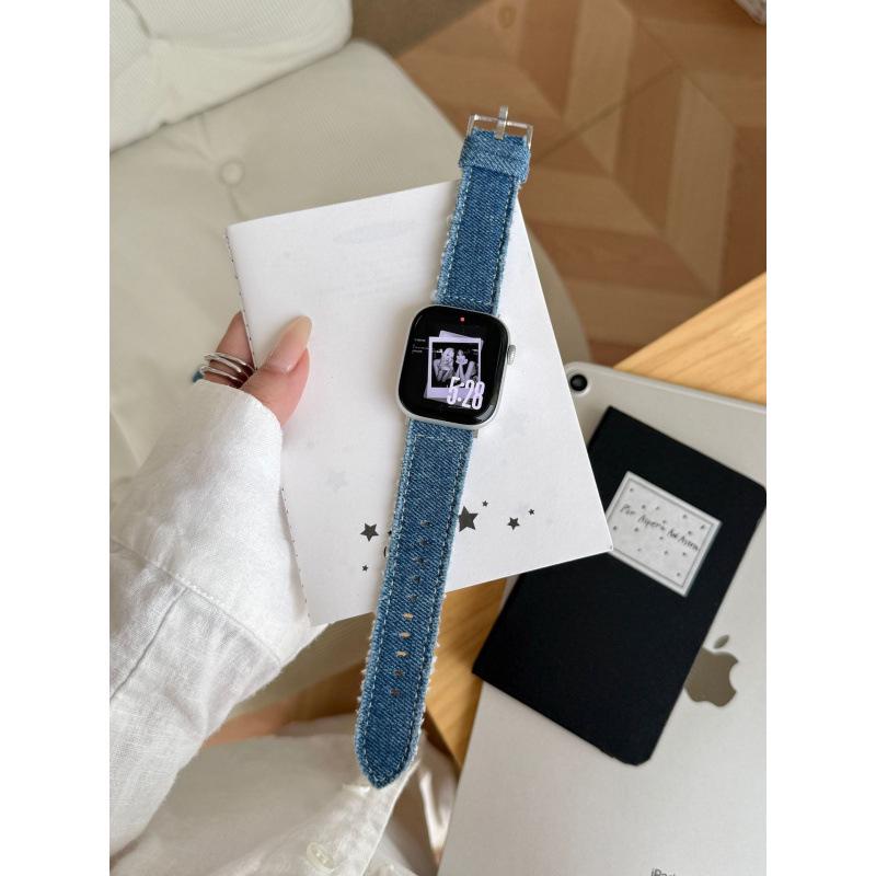 Compatible Denim Leather Band for Apple Watch Series S11, S10, iWatch 9876SE, Huawei FIT4, Xiaomi 9 Pro