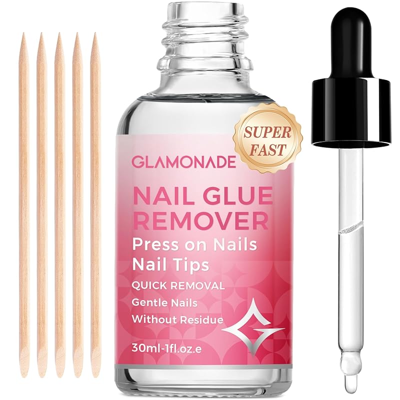 Press on Nail Glue Remover: False Nail Tips & Fake Nails Quick Easy Removal Adhesive Debonder Beginner Friendly - 30ml Non-Acetone Dissolver Nail Glue Remover