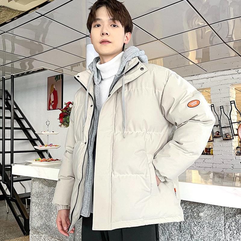  Men's Loose Casual Cotton Jacket Solid Color Short     Winter Warm Coat