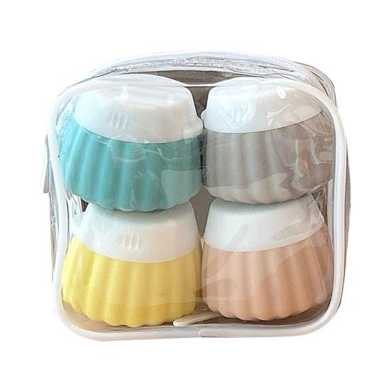 4Pcs 40ML Silicone Travel Bottle with Clear PVC Bag Leak Proof Reusable Facial Cream Lotion Sunscreen Storage Jar Portable Refillable Empty Toiletries