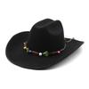 Big Brim Hemmed Woolen Hat Western Cowboy Top Hat Men'S And Women'S Couple Hat Ethnic Felt Hat