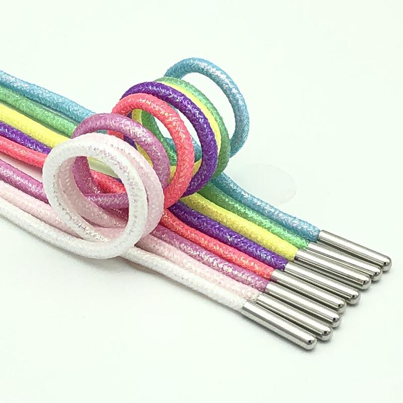 Lacci lucidi color oro e argento per scarpe sportive, scarpe in tela, scarpe casual, lacci rotondi