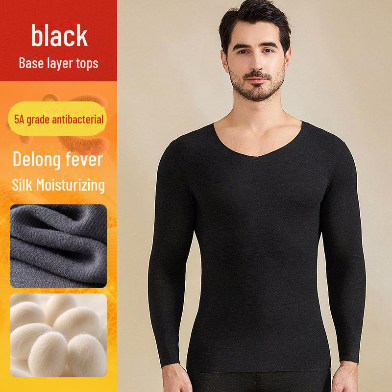 Men's V-Neck Cashmere Silk Velvet Thermal Underwear Set