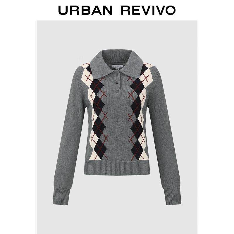 

UR Women s Diamond Pattern Half-Button Knit Polo Sweater L