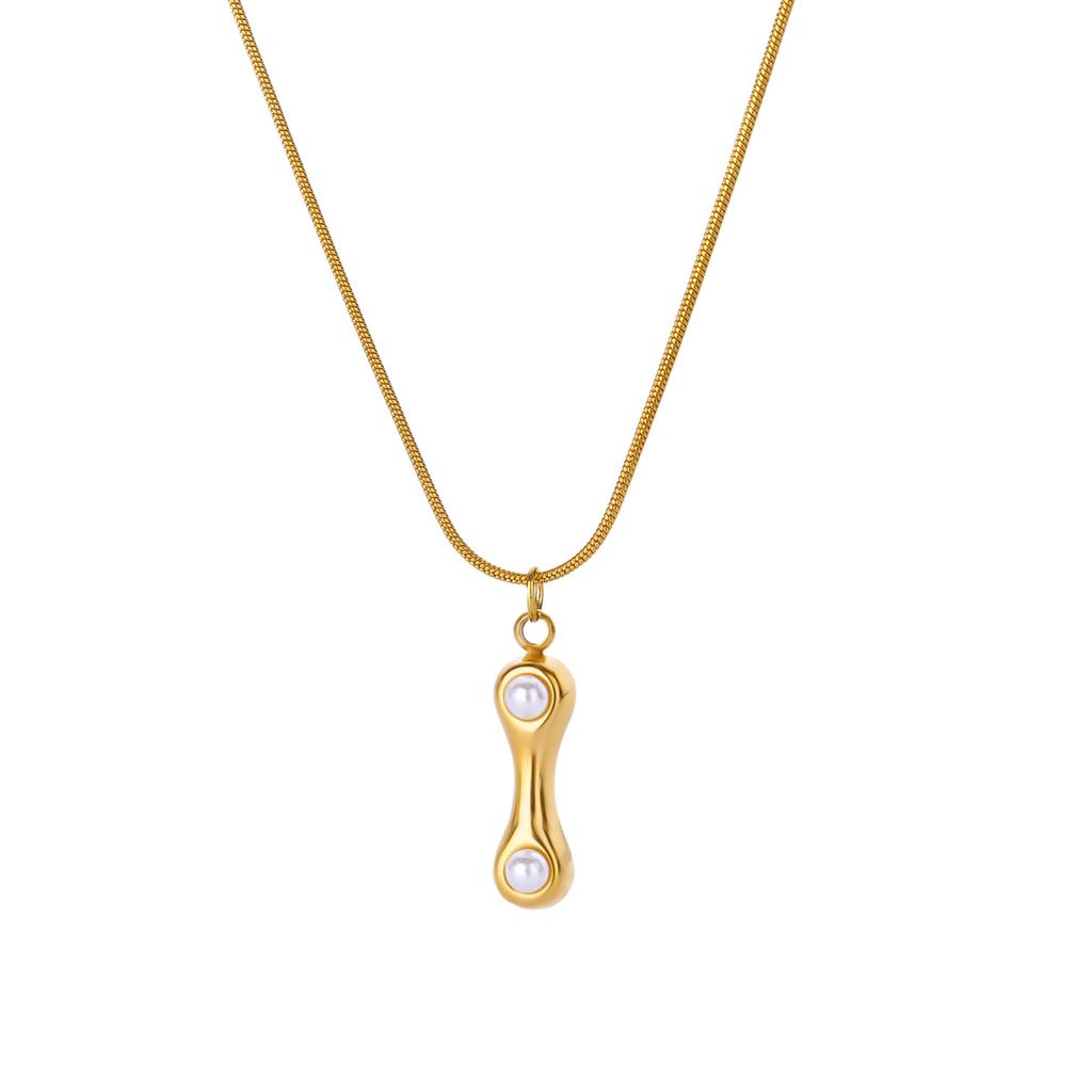 Initials Letter Pearl Necklaces For Women Gold Color Stainless Steel Letter Necklace Chain Collar Necklace Wedding Jewelry Gift