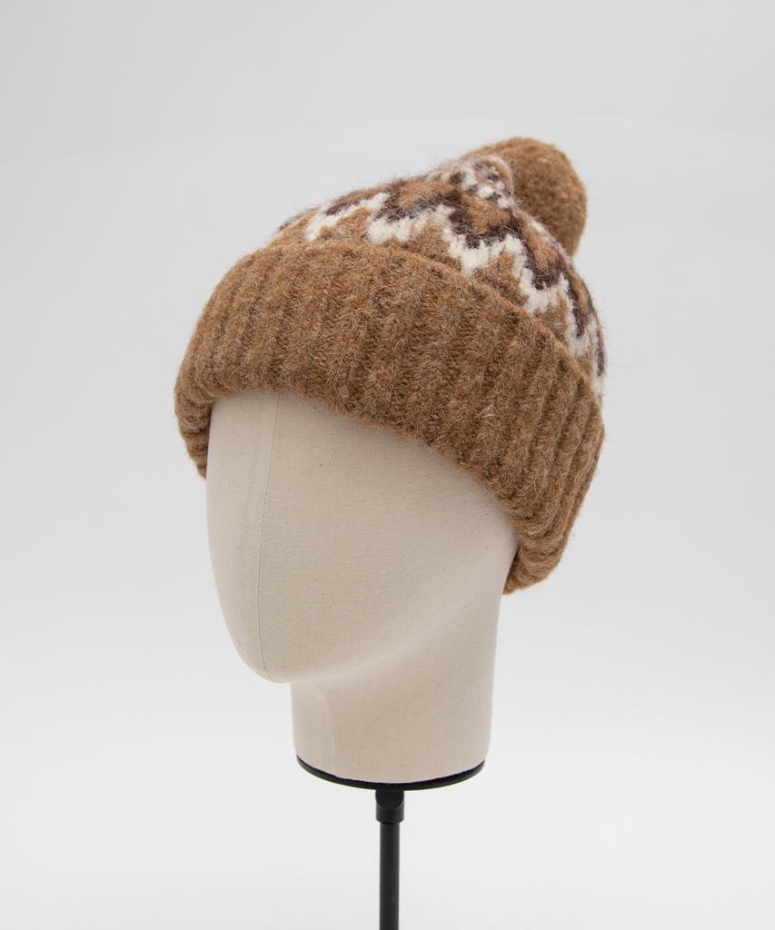 ROLAROLA Pompom Knit Beanie Brown