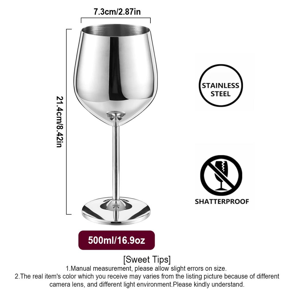 Stainless Steel Wine Glass 17 oz, Unbreakable Wine Glasses Unique and Cool Portable Metal Wine Glass for Outdoor Events, Picnics