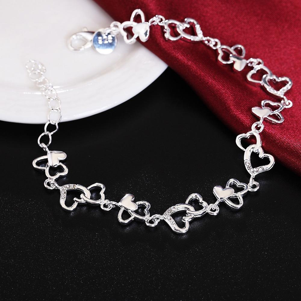 Women s 925 Sterling Silver Hollow Heart Bracelet, Fashionable and Charming, Holiday Gift - Valentine s Day Birthday Present