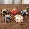 Mini Jewelry Storage Box Inlaid Gem Organizer European Style Necklace Portable Alloy Storage Earrings Ring Dresser Decorative