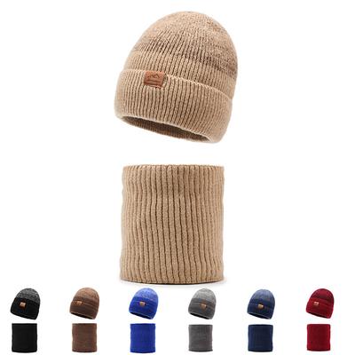 Winter Outdoor Skiing Cold-Proof Hat Scarf Set Velvet Warm Knitted Hat Riding Ear Protection Wool Hat