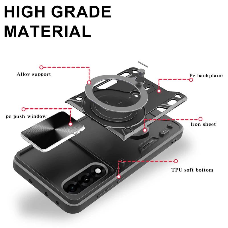 Armor Schutz Schiebeobjektiv Handyhülle Für OnePlus Nord 5 5G Hülle Auto Magnetische Halterung Ringständer für One Plus 1+ Nord5 5G Funda