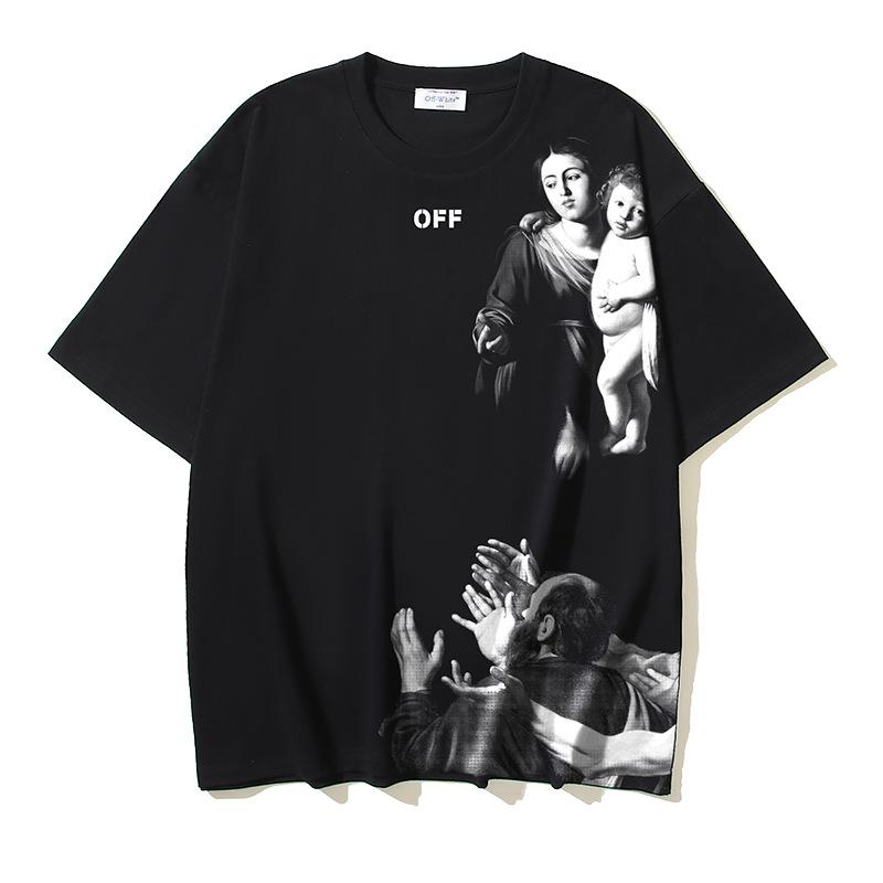 1178 Off-White 2026 Summer New Angel Religion Virgin Mary Printed Short Sleeved T-shirt for Men and Women