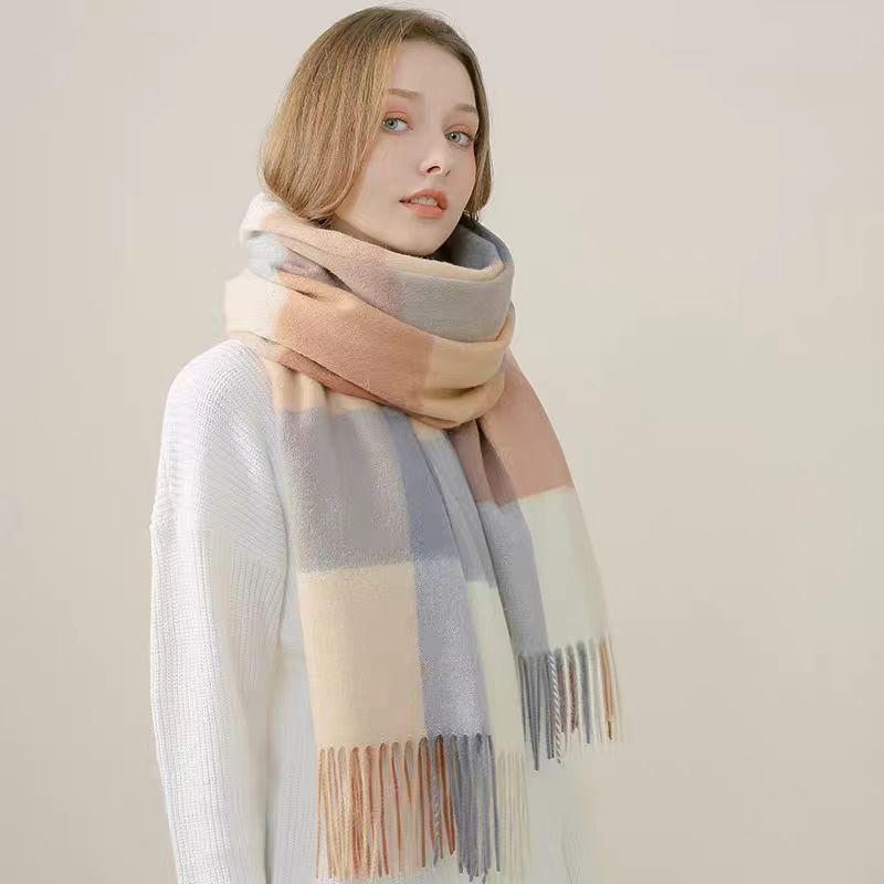 100% Wool Scarf Luxury Pure Stripe Women Spring Autumn Winter Soft Eco-Friendly Clothing Accessories Gift Outdoor Office Thick