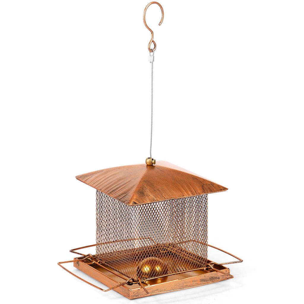 Metal Bird Feeder with 3 Cup Large Capacity Squirrel Proof Outdoor Hanging Iron Bird Feeder Window Yard Birdhouse Food Container