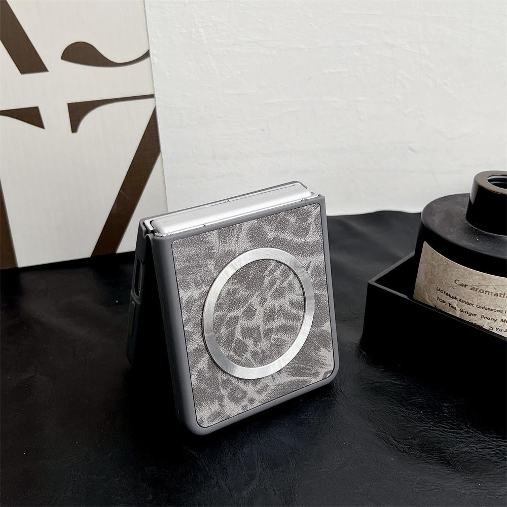 Leather Magsafe Compatible Phone Case for Samsung Galaxy Z Flip 7 FE 6 5 4 3 Flip6 Flip5 Flip4 Protective Magnetic Cover