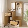 Compact Hallway Wardrobe, Entryway Shelf – Wood-Colored Storage with Mirror, Adjustable Hooks and Shelves for Shoes, Coats and Small Items, 105 Cm
