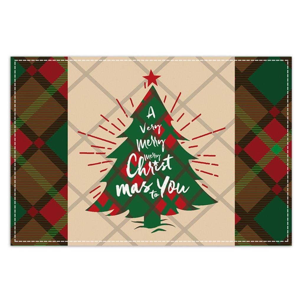 Christmas Meal Mat, Linen Snowman Checkered Printed Table Mat, Holiday Party Restaurant Decoration Insulation Mat