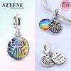 Charm Kupfer Bunte Sterne und Mond Raumschiff Anhänger Passt Charm Plata Echte Armbänder Damen Schmuck Basteln Geschenk