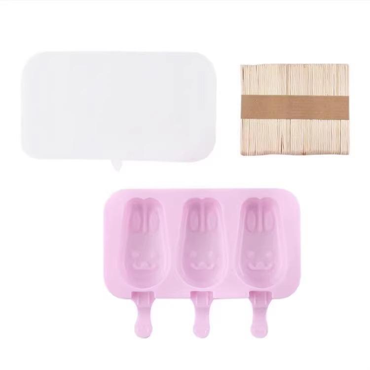 Food Grade Silicone Popsicle Molds with Lids for Homemade Cartoon Ice Cream