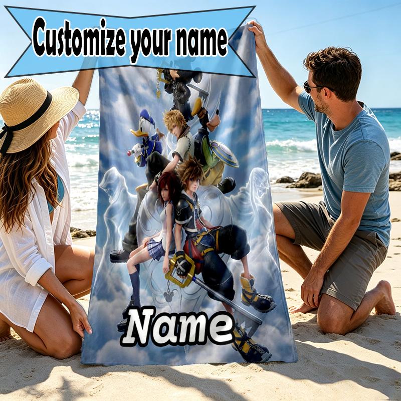Custom Name Personalized Final Fantasy Print Beach Towel, for Trip Camping Beach Party Home Decor, Birthday Gift for Family & Friends