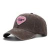Korean Hat Women's Fashion Autumn and Winter Love Embroidery Washed Baseball Cap Pink Cap Retro Couple Visor