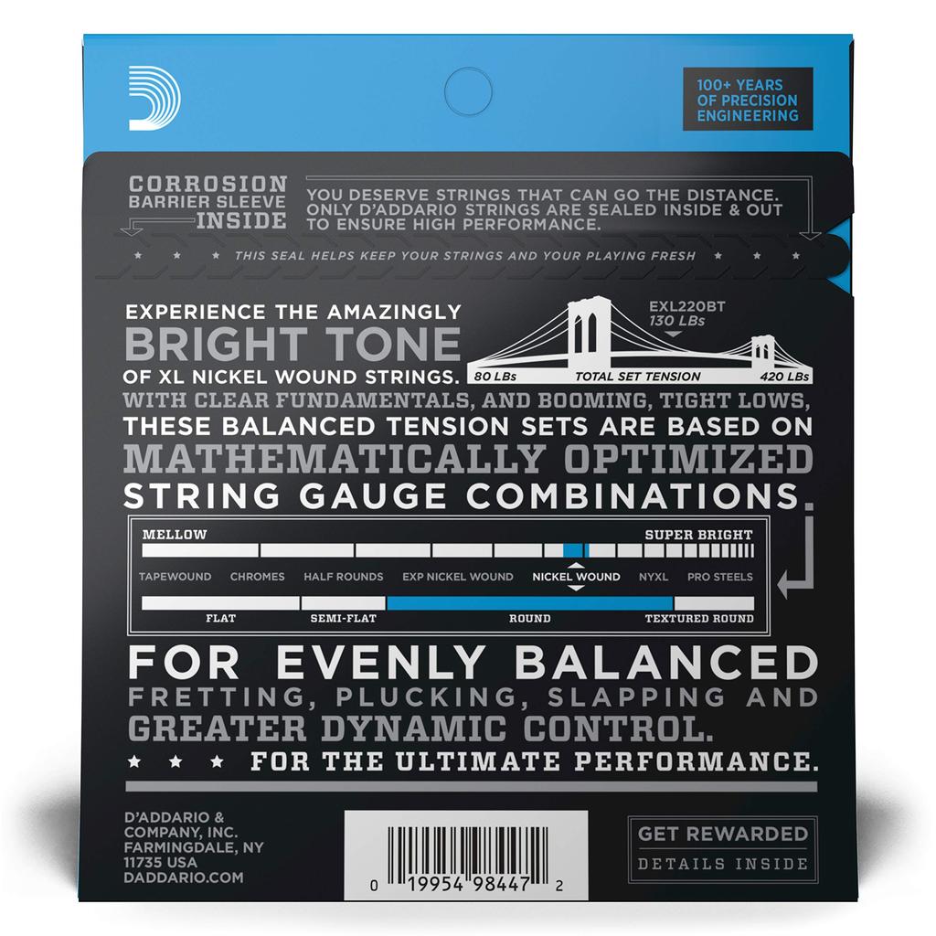 Bass String Nickel Balanced Tension Long Scale EXL220BT D'Addario .040-.095 []