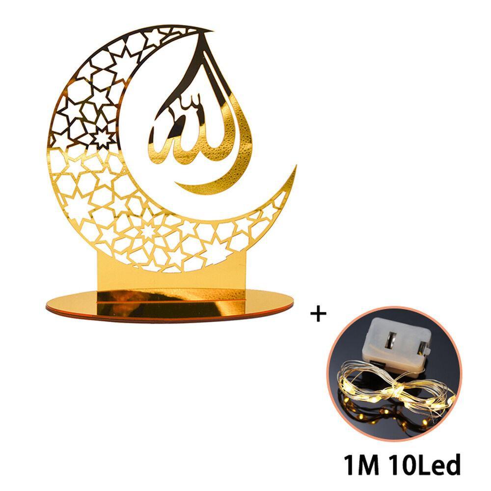 New LED Eid Mubarak Acrylic Ornament Ramadan Decoration Muslim Festival Party