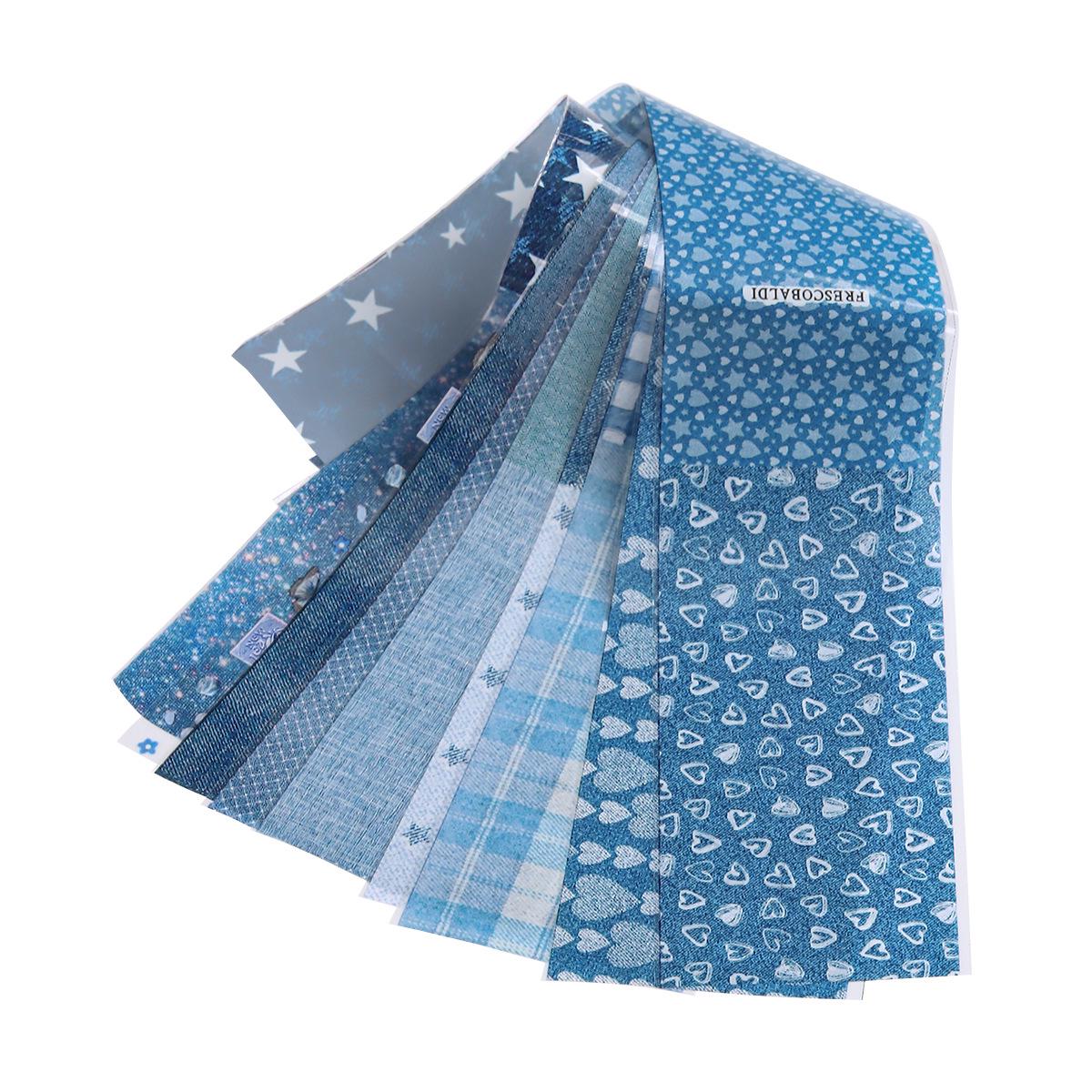 Retro Denim Blue Plaid Heart & Star Nail Art Transfer Stickers