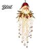 Santa Claus Snowman Decor Crystal Waterfall Christmas Lights, LED Warm White Pendant Festive Yard Decoration Light with Snowflake Droplets,