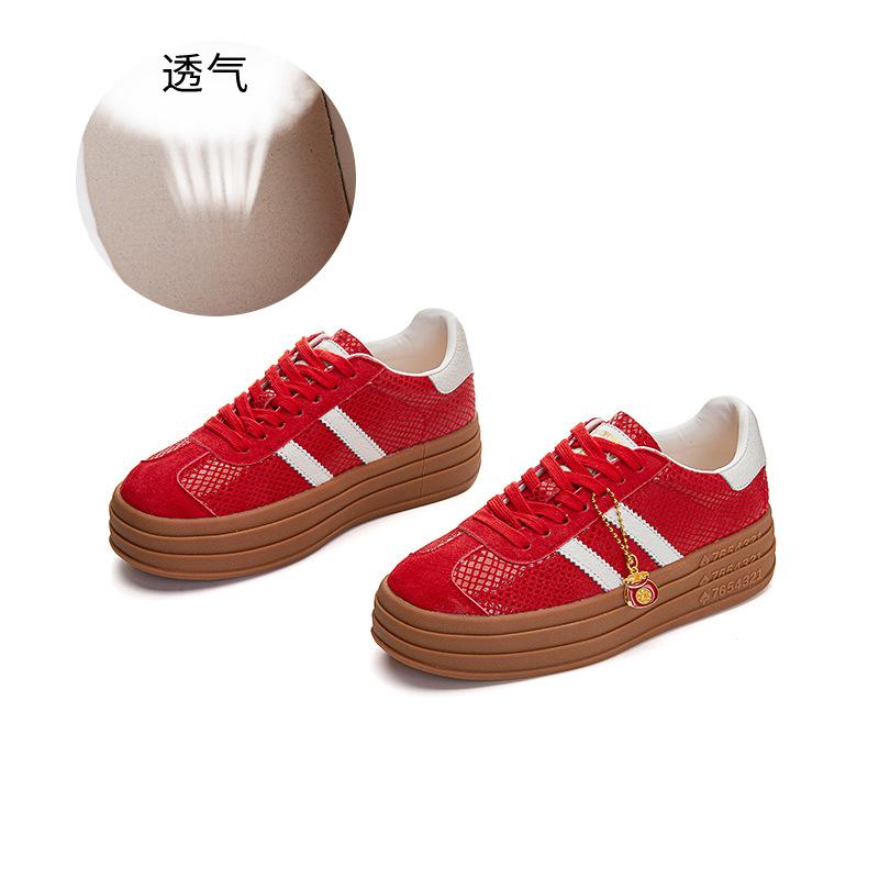 

Кроссовки из натуральной кожи немецкого производства для женщин, весна-лето 2025, новые кроссовки на платформе и сетке, универсальные, ретро, красные, Forrest Gump 40 красный