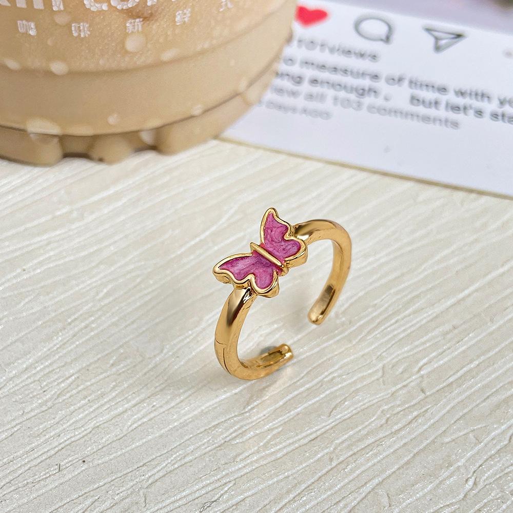 Creative drip butterfly ring Vintage opening Adjustable Internet celebrity ins Index finger ring Joint ring