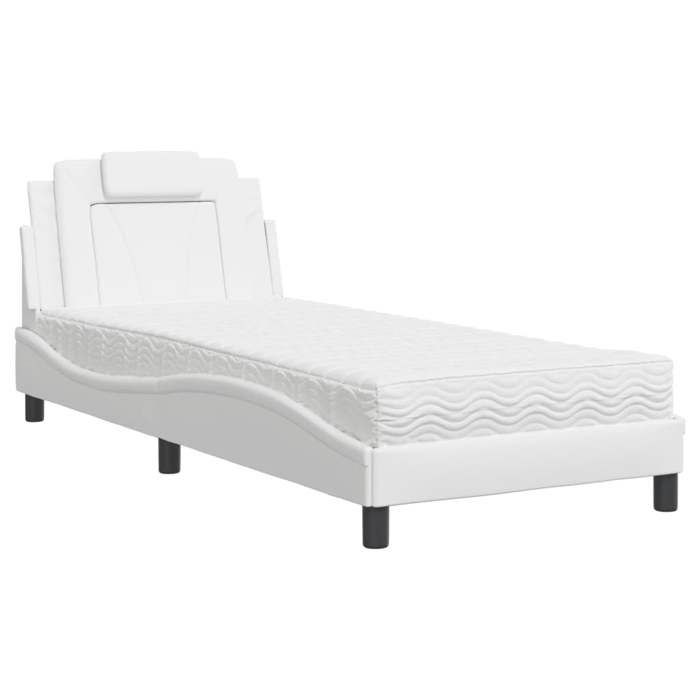 VidaXL Lit avec Matelas, Lit Rembourré avec Coussin de Tête de Lit, Lit Simple, Lit Adulte, Meuble de Chambre à Coucher 3208769