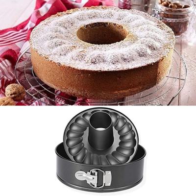 Molde para Pastel de Chifón 2 en 1 de 7 pulgadas con Hebilla Molde Antiadherente para Cheesecake Base Desmontable Molde para Pastel de Chimenea Hueca DIY Postre